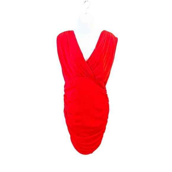 Alice and Olivia Nanette Ruched Dress Red Size Small - Picture 3 of 12